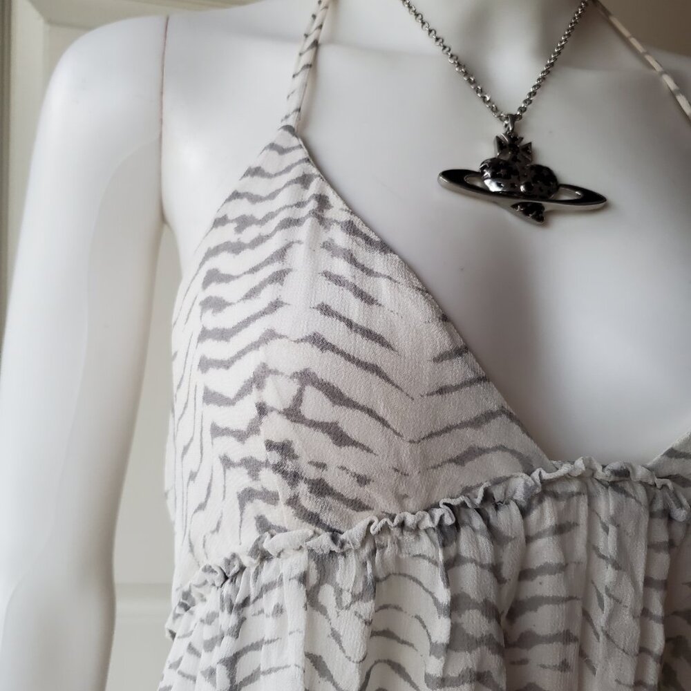 Soft Joie White & Grey Stripe Halter Maxi Dress Size Medium - Picture 8 of 9
